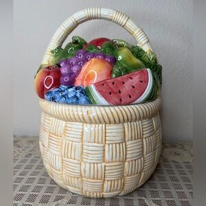 VTG Susan Winget Cookie Jar Fruit Basket Large Country Kitchen Ceramic & Box